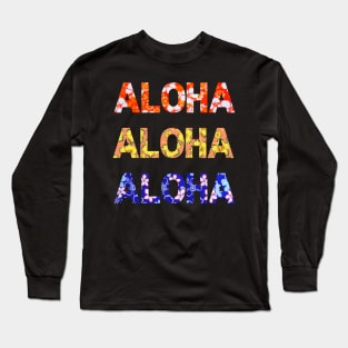 Aloha: Hawaiian hibiscus flower letter patterns Long Sleeve T-Shirt